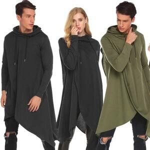 Coofandy Casual Asymmetrie Hem Pullover Hooded Poncho Sweatshirt, Size XXL